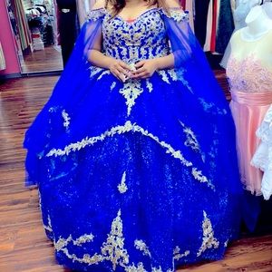 Corset Royal Blue and Gold Quinceañera Dress